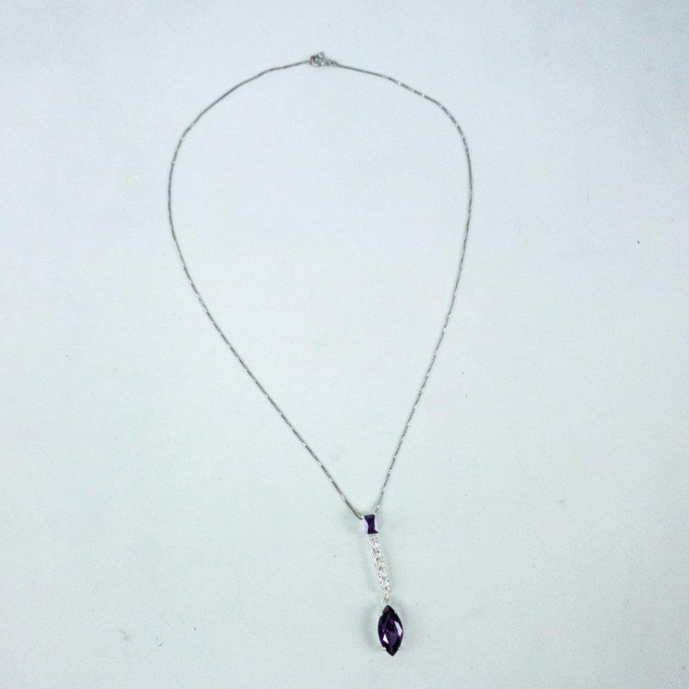 Amethyst & Crystal Sterling Silver Necklace